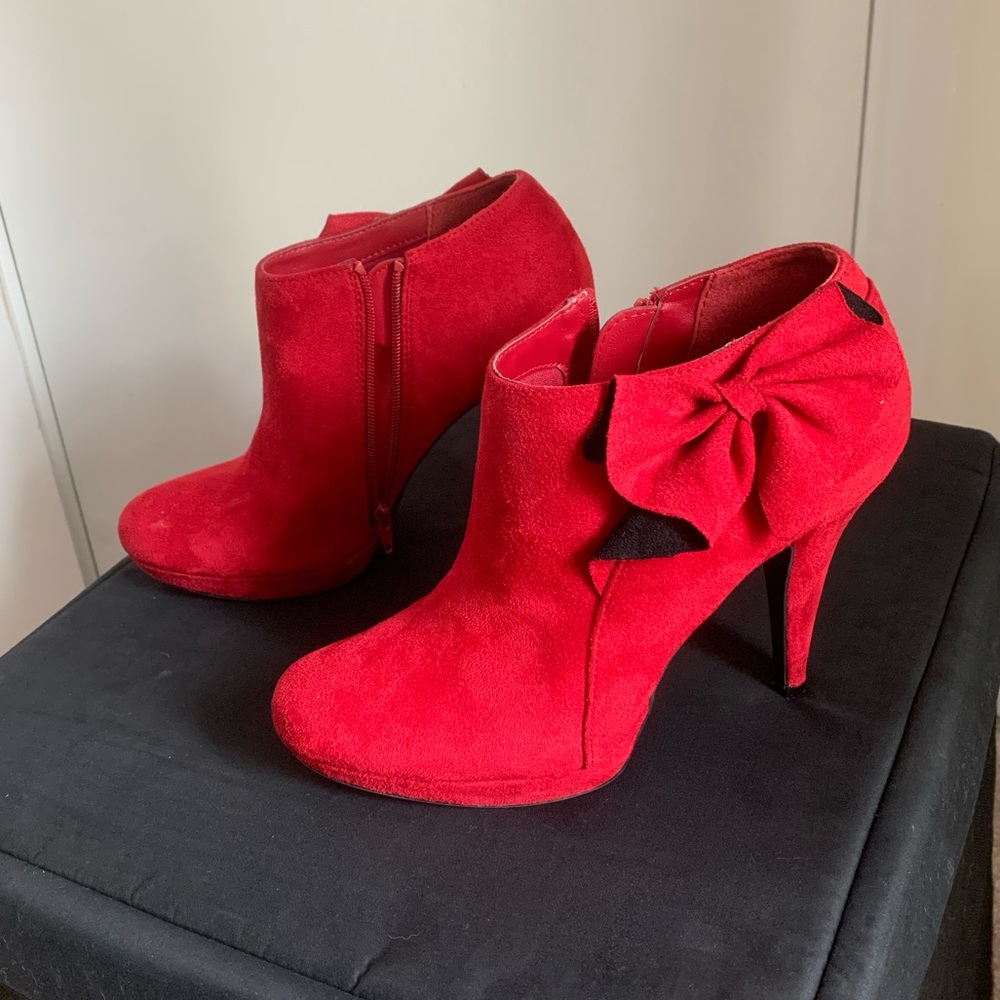 Red ankle booties